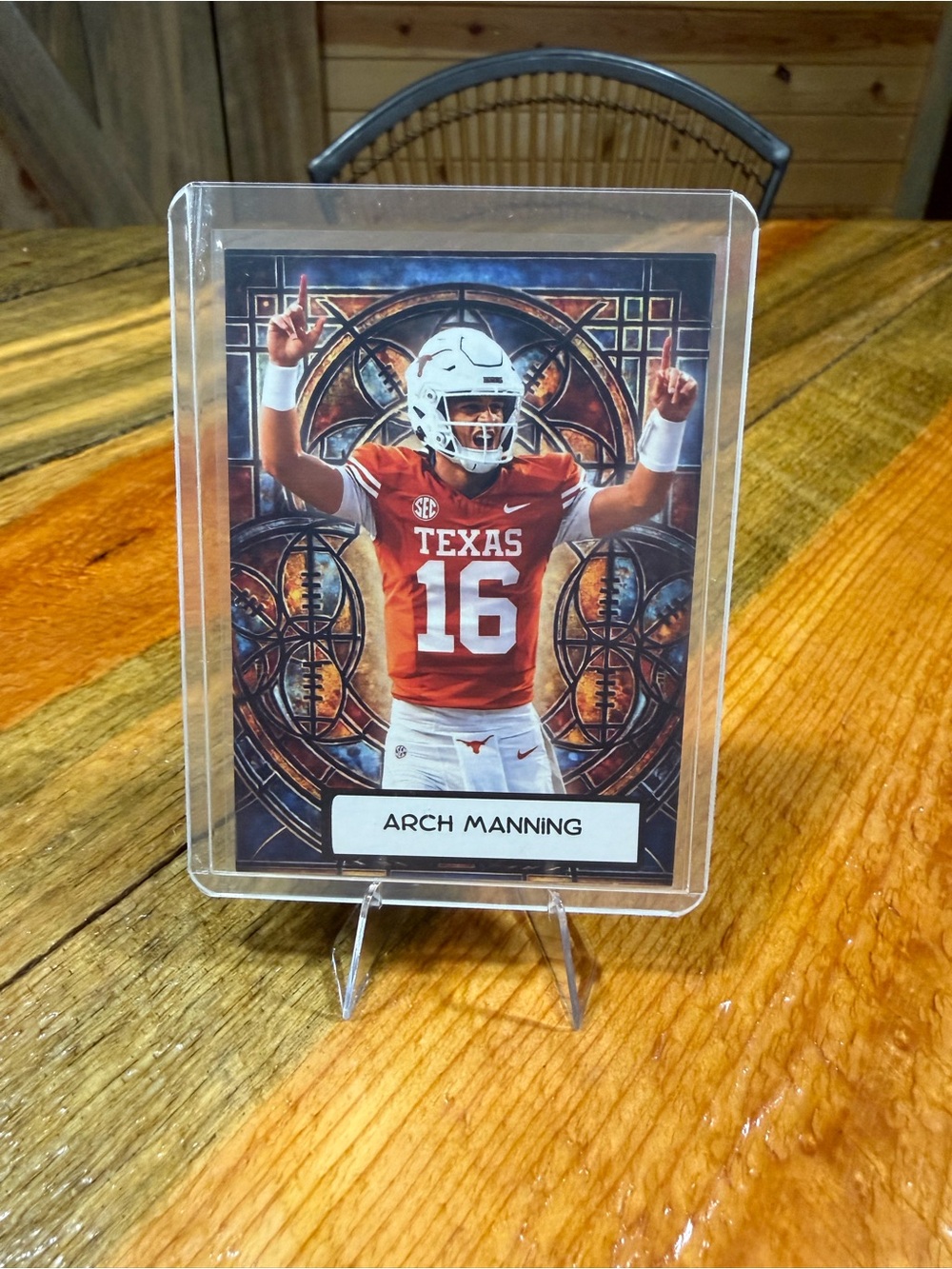 Arch Manning Texas Longhorns Stained Custom Football Card